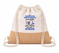 Otshirt Sac à Dos Toile et Jute Assistante Administrative Formidable | Sac de Sport Coton Sergé 160 g/m² Fond Jute 7 L | Gym Piscine École | Idée Cadeau Secrétaire Rentrée Noël