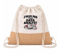 Otshirt Sac à Dos Toile et Jute Data Analyst J'peux pas | Pour Elle | Sac de Sport Coton Sergé 160 g/m² Fond Jute 7 L | Gym Piscine École | Idée Cadeau Informaticien Informaticienne Rentrée Noël