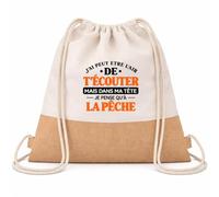 Otshirt Sac à Dos Toile et Jute J'ai peut-être l'air de t'écouter mais dans ma tête je pense qu'à la pêche J'ai peut-être l'air de t'écouter mais je ne pense qu'à - Activité