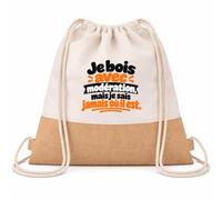 Otshirt Sac à Dos Toile et Jute Je bois avec modération, mais je sais jamais où il est. Expressions Françaises | Sac de Sport Coton Sergé 160 g/m² Fond Jute 7 L | Gym Piscine École