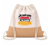 Otshirt Sac à Dos Toile et Jute Je suis pas chiant, j'ai juste raison. Expressions Françaises | Sac de Sport Coton Sergé 160 g/m² Fond Jute 7 L | Gym Piscine École | Idée Cadeau Rentrée Noël
