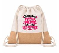 Otshirt Sac à Dos Toile et Jute Je vais pas pousser mémé dans les orties Expressions Françaises | rose | Sac de Sport Coton Sergé 160 g/m² Fond Jute 7 L | Gym Piscine École | Idée Cadeau Rentrée Noël
