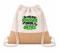 Otshirt Sac à Dos Toile et Jute Je vais pas pousser mémé dans les orties Expressions Françaises | vert | Sac de Sport Coton Sergé 160 g/m² Fond Jute 7 L | Gym Piscine École | Idée Cadeau Rentrée Noël