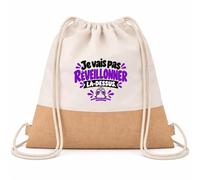 Otshirt Sac à Dos Toile et Jute Je vais pas réveillonner là-dessus. Expressions Françaises | violet | Sac de Sport Coton Sergé 160 g/m² Fond Jute 7 L | Gym Piscine École
