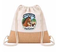 Otshirt Sac à Dos Toile et Jute Mon truc à moi : C'est l'Équitation Mon truc à moi - Activité | Sac de Sport Coton Sergé 160 g/m² Fond Jute 7 L | Gym Piscine École