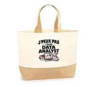 Otshirt Sac Cabas Fond Jute Data Analyst J'peux pas | Pour Elle | Coton Lourd 18 L 48 × 37 × 13 cm Fond Large | Marché Shopping Plage | Idée Cadeau Informaticien Informaticienne Noël Crémaillère
