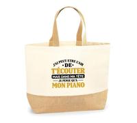 Otshirt Sac Cabas Fond Jute J'ai peut-être l'air de t'écouter mais dans ma tête je pense qu'à mon piano J'ai peut-être l'air de t'écouter mais je ne pense qu'à - Activité