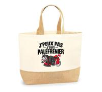 Otshirt Sac Cabas Fond Jute Palefrenier J'peux pas | Coton Lourd 18 L 48 × 37 × 13 cm Fond Large | Marché Shopping Plage | Idée Cadeau Écurie Noël Crémaillère