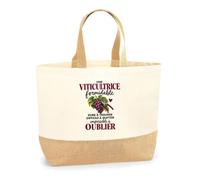 Otshirt Sac Cabas Fond Jute Viticultrice Formidable | Coton Lourd 18 L 48 × 37 × 13 cm Fond Large | Marché Shopping Plage | Idée Cadeau Vigneronne Noël Crémaillère