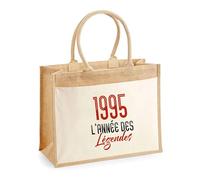Otshirt Sac Cabas Jute 1995 l'année des légendes | Bag | Idée Sac Cabas Jute avec Poche Cadeau Anniversaire Plage Marché Fête Original Famille Travail Départ Collègue Retraite