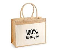 Otshirt Sac Cabas Jute avec poche 100% bretagne | Bag | Idée Sac Jute avec Poche Cadeau Anniversaire Plage Marché Fête Original Famille Travail Départ Collègue Retraite