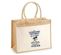 Otshirt Sac Cabas Jute avec Poche Astronomie Formidable | Toile Jute et Coton 21 L Fond Plat Anses 65 cm | Marché Courses Plage | Idée Cadeau Astronome Amatrice Maîtresse Noël