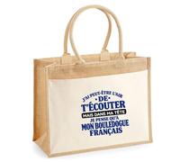Otshirt Sac Cabas Jute avec Poche J'ai peut-être l'air de t'écouter mais dans ma tête je pense qu'à mon bouledogue français J'ai peut-être l'air de t'écouter mais je ne pense qu'à - Activité