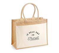 Otshirt Sac Cabas Jute avec poche Je peux pas j’ai tricot | Bag | Idée Sac Jute avec Poche Cadeau Anniversaire Plage Marché Fête Original Famille Travail Départ Collègue Retraite