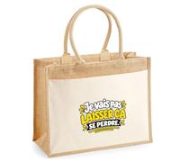Otshirt Sac Cabas Jute avec Poche Je vais pas laisser ça se perdre. Expressions Françaises | jaune | Toile Jute et Coton 21 L Fond Plat Anses 65 cm | Marché Courses Plage
