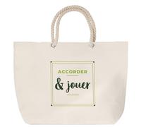 Otshirt Sac de Plage Accorder Jouer - Beach Bag - Idée Sac de Plage Cadeau Anniversaire Fête Original Famille Travail Départ Collègue Retraite Noël. - Vert&Vert - 3