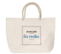 Otshirt Sac de Plage Avaler les Routes - Beach Bag - Idée Sac de Plage Cadeau Anniversaire Fête Original Famille Travail Départ Collègue Retraite Noël. - Bleu - 3