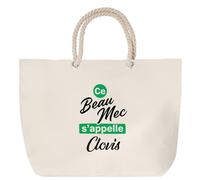 Otshirt Sac de Plage Ce beau mec sappelle Clovis - Beach Bag - Idée Sac de Plage Cadeau Anniversaire Fête Original Famille Travail Départ Collègue Retraite Noël.