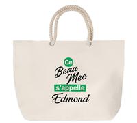 Otshirt Sac de Plage Ce beau mec sappelle Edmond - Beach Bag - Idée Sac de Plage Cadeau Anniversaire Fête Original Famille Travail Départ Collègue Retraite Noël.