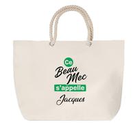 Otshirt Sac de Plage Ce beau mec sappelle Jacques - Beach Bag - Idée Sac de Plage Cadeau Anniversaire Fête Original Famille Travail Départ Collègue Retraite Noël.