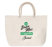 Otshirt Sac de Plage Ce beau mec sappelle Jamel - Beach Bag - Idée Sac de Plage Cadeau Anniversaire Fête Original Famille Travail Départ Collègue Retraite Noël.