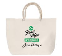 Otshirt Sac de Plage Ce beau mec sappelle Jean-Philippe - Beach Bag - Idée Sac de Plage Cadeau Anniversaire Fête Original Famille Travail Départ Collègue Retraite Noël.