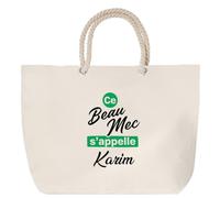 Otshirt Sac de Plage Ce beau mec sappelle Karim - Beach Bag - Idée Sac de Plage Cadeau Anniversaire Fête Original Famille Travail Départ Collègue Retraite Noël.