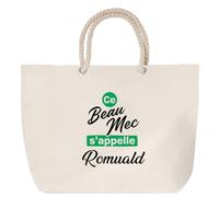 Otshirt Sac de Plage Ce beau mec sappelle Romuald - Beach Bag - Idée Sac de Plage Cadeau Anniversaire Fête Original Famille Travail Départ Collègue Retraite Noël.