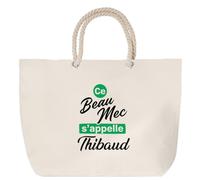 Otshirt Sac de Plage Ce beau mec sappelle Thibaud - Beach Bag - Idée Sac de Plage Cadeau Anniversaire Fête Original Famille Travail Départ Collègue Retraite Noël.