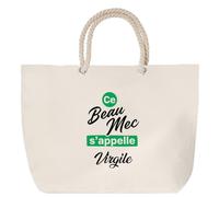 Otshirt Sac de Plage Ce beau mec sappelle Virgile - Beach Bag - Idée Sac de Plage Cadeau Anniversaire Fête Original Famille Travail Départ Collègue Retraite Noël.