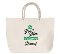 Otshirt Sac de Plage Ce beau mec sappelle Youssef - Beach Bag - Idée Sac de Plage Cadeau Anniversaire Fête Original Famille Travail Départ Collègue Retraite Noël.