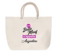 Otshirt Sac de Plage Cette belle meuf sappelle Augustine - Beach Bag - Idée Sac de Plage Cadeau Anniversaire Fête Original Famille Travail Départ Collègue Retraite Noël.