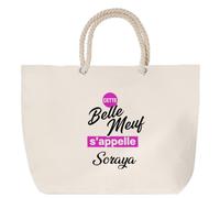 Otshirt Sac de Plage Cette belle meuf sappelle Soraya - Beach Bag - Idée Sac de Plage Cadeau Anniversaire Fête Original Famille Travail Départ Collègue Retraite Noël.