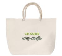Otshirt Sac de Plage Chaque Coup Compte - Beach Bag - Idée Sac de Plage Cadeau Anniversaire Fête Original Famille Travail Départ Collègue Retraite Noël. - Vert - 2-0236