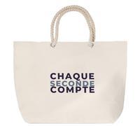Otshirt Sac de Plage Chaque Seconde Compte - Beach Bag - Idée Sac de Plage Cadeau Anniversaire Fête Original Famille Travail Départ Collègue Retraite Noël. - Bleu&Gris - 1