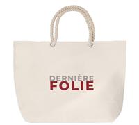 Otshirt Sac de Plage Derniere Folie - Beach Bag - Idée Sac de Plage Cadeau Anniversaire Fête Original Famille Travail Départ Collègue Retraite Noël. - Gris&Bordeaux - 1