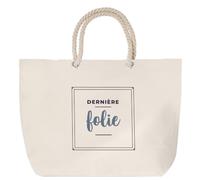 Otshirt Sac de Plage Derniere Folie - Beach Bag - Idée Sac de Plage Cadeau Anniversaire Fête Original Famille Travail Départ Collègue Retraite Noël. - Bleu&Gris - 3