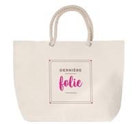 Otshirt Sac de Plage Derniere Folie - Beach Bag - Idée Sac de Plage Cadeau Anniversaire Fête Original Famille Travail Départ Collègue Retraite Noël. - Violet&Rose - 3