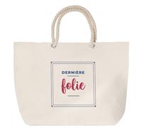Otshirt Sac de Plage Derniere Folie - Beach Bag - Idée Sac de Plage Cadeau Anniversaire Fête Original Famille Travail Départ Collègue Retraite Noël. - Bordeaux&Bleu - 3