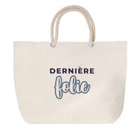 Otshirt Sac de Plage Derniere Folie - Beach Bag - Idée Sac de Plage Cadeau Anniversaire Fête Original Famille Travail Départ Collègue Retraite Noël. - Bleu&Gris - 2