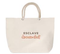 Otshirt Sac de Plage Esclave de mon Chat - Beach Bag - Idée Sac de Plage Cadeau Anniversaire Fête Original Famille Travail Départ Collègue Retraite Noël. - Terracotta&Marron - 2