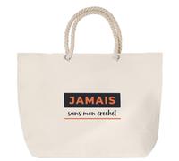 Otshirt Sac de Plage Jamais Sans mon Crochet - Beach Bag - Idée Sac de Plage Cadeau Anniversaire Fête Original Famille Travail Départ Collègue Retraite Noël. - Bleu&Terracotta - 4