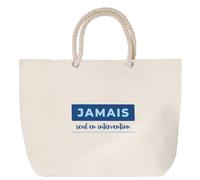 Otshirt Sac de Plage Jamais Seul en Intervention - Beach Bag - Idée Sac de Plage Cadeau Anniversaire Fête Original Famille Travail Départ Collègue Retraite Noël. - Bleu&Bleu - 4