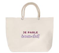 Otshirt Sac de Plage Je Parle A mon Chat - Beach Bag - Idée Sac de Plage Cadeau Anniversaire Fête Original Famille Travail Départ Collègue Retraite Noël. - Violet - 2