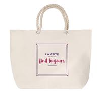 Otshirt Sac de Plage La Cote Finit Toujours - Beach Bag - Idée Sac de Plage Cadeau Anniversaire Fête Original Famille Travail Départ Collègue Retraite Noël. - Violet&Rouge - 3