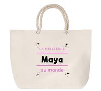 Otshirt Sac de Plage La meilleure Maya au monde 2 - Beach Bag - Idée Sac de Plage Cadeau Anniversaire Fête Original Famille Travail Départ Collègue Retraite Noël.
