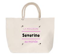 Otshirt Sac de Plage La meilleure Severine au monde 2 - Beach Bag - Idée Sac de Plage Cadeau Anniversaire Fête Original Famille Travail Départ Collègue Retraite Noël.