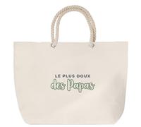 Otshirt Sac de Plage Le Plus Doux des Papas - Beach Bag - Idée Sac de Plage Cadeau Anniversaire Fête Original Famille Travail Départ Collègue Retraite Noël. - Gris&Vert - 2