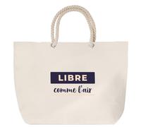 Otshirt Sac de Plage Libre Comme Lair - Beach Bag - Idée Sac de Plage Cadeau Anniversaire Fête Original Famille Travail Départ Collègue Retraite Noël. - Bleu&Pêche - 4