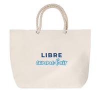 Otshirt Sac de Plage Libre Comme Lair - Beach Bag - Idée Sac de Plage Cadeau Anniversaire Fête Original Famille Travail Départ Collègue Retraite Noël. - Bleu&Turquoise - 2